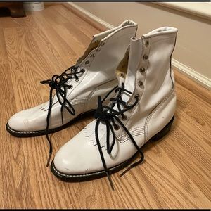 Vintage White Leather Boots